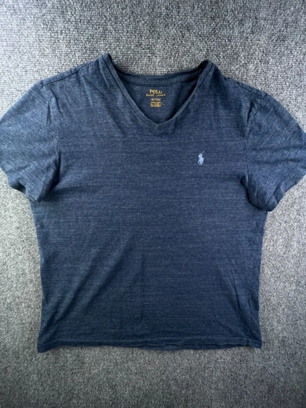 Polo Ralph Lauren Unisex Short Sleeve T Shirt Medium Blue V Neck W Pony Logo